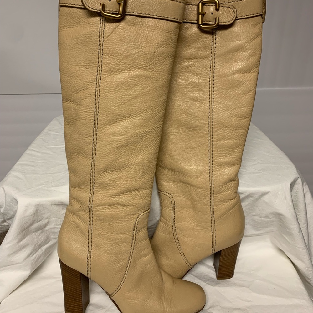 Chloe leather buckled knee high boots